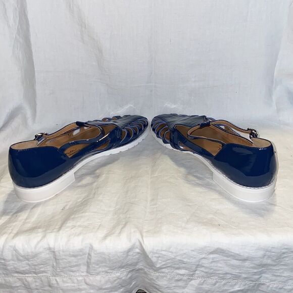 NINA ORIGINALS Edge Denim Patent Huarache Sandal-9.5 - Picture 7 of 8
